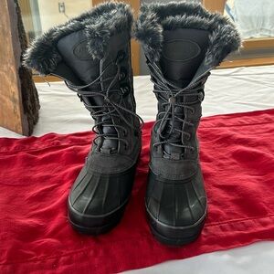 Land’s End Squall Insulated Winter Boots Gray Faux Fur Thermolite